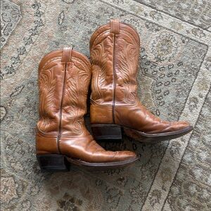Tony Lama Vintage Cowboy Boots Men 8.5 D Women 10 Brown